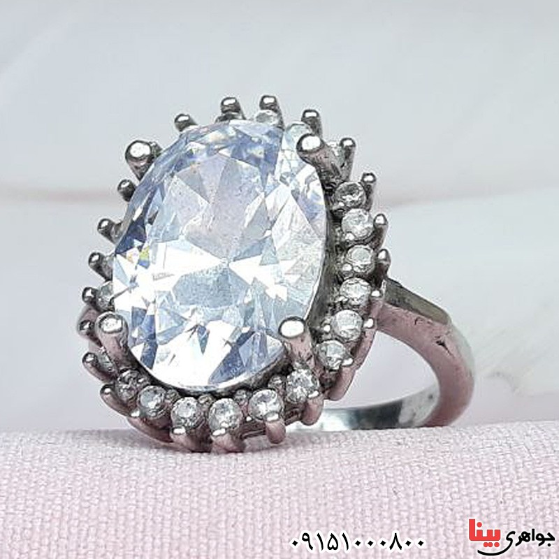 انگشتر نقره طرح الماس رودیوم _کد:31879