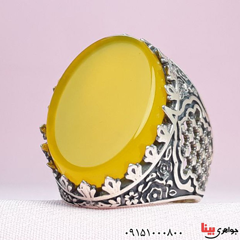 انگشتر عقیق شرف الشمس عالی و زیبا _کد:32056