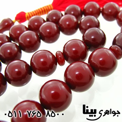 تسبیح کهربا دانه درشت عنابی رنگ