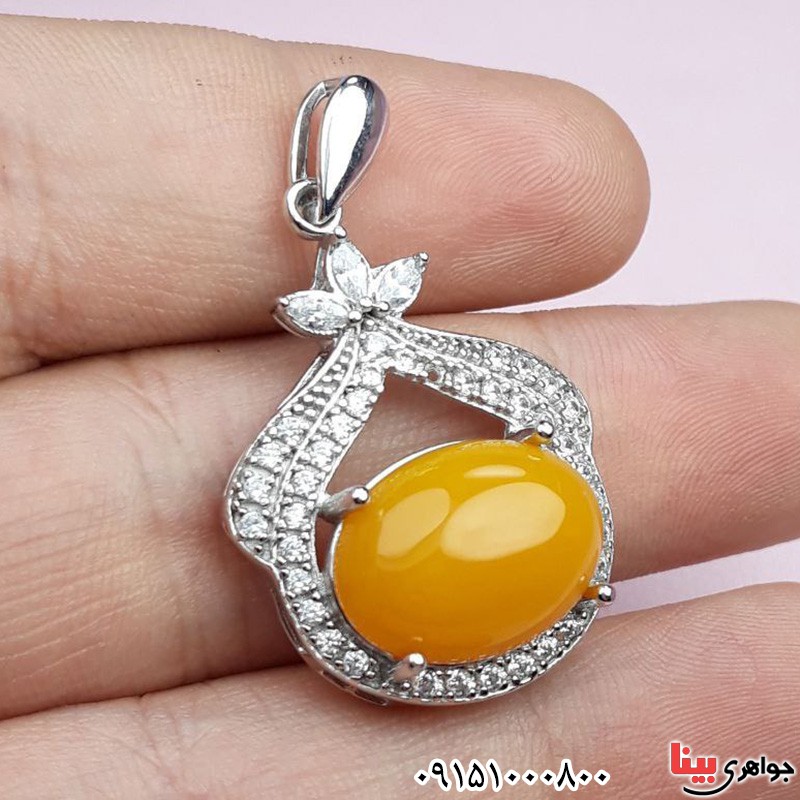 گردنبند عقیق شرف الشمس خاص زنانه رودیوم _کد:32125