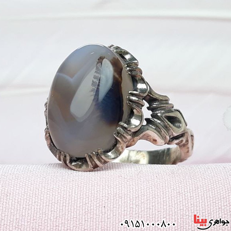 انگشتر عقیق شجری طبیعی مردانه عالی _کد:32215