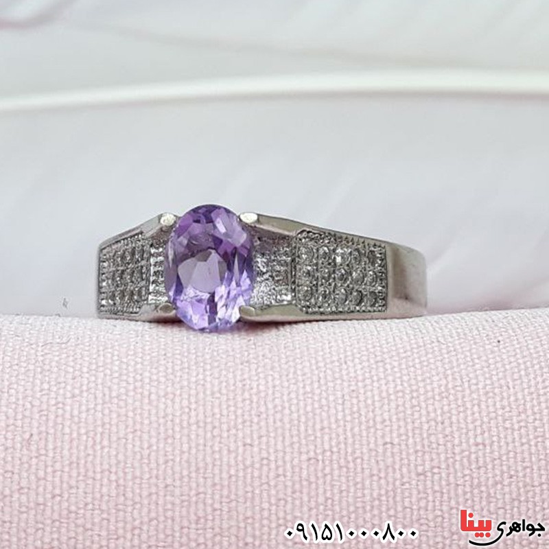 انگشتر آمتیست خوشرنگ رودیوم _کد:32230