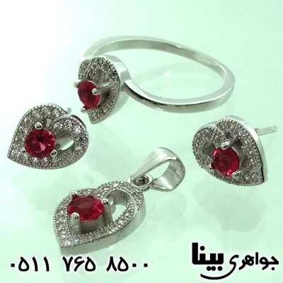 سرویس ابسیدین زنانه قلب نگین قرمز