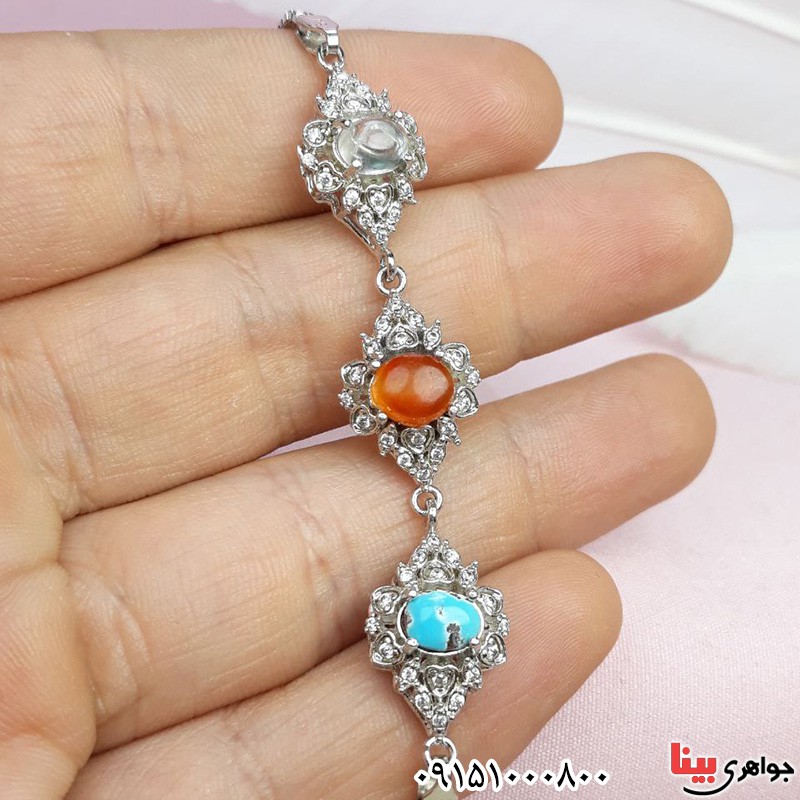 دستبند چند جواهر زنانه رودیوم خاص _کد:32241