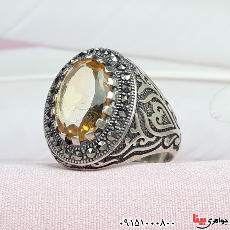 انگشتر سیترین مردانه مارکازیتی زیبا _کد:32250