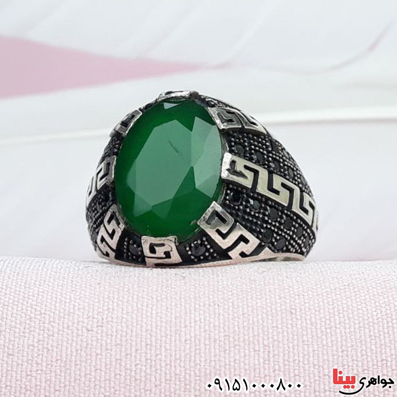 انگشتر جید سبز میکروستینگ مردانه _کد:32274