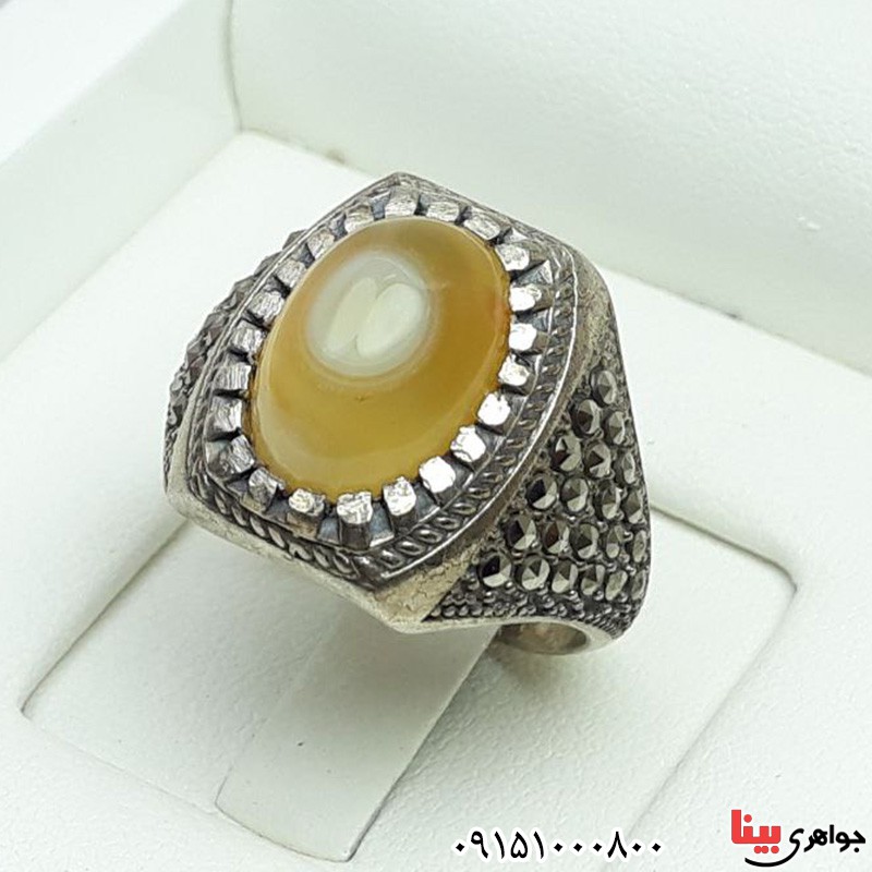 انگشتر عقیق باباقوری مارکازیتی خاص و زیبا _کد:32291