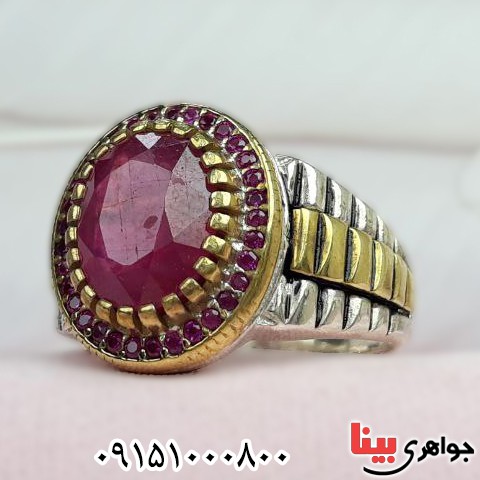 انگشتر یاقوت سرخ زیبا و خاص مردانه فاخر و لوکس _کد:32325