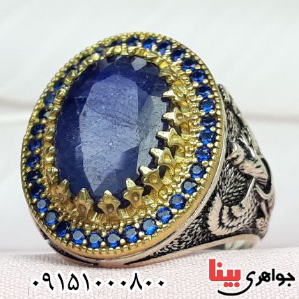 انگشتر یاقوت کبود فاخر بسیار خاص و زیبا مردانه _کد:32396