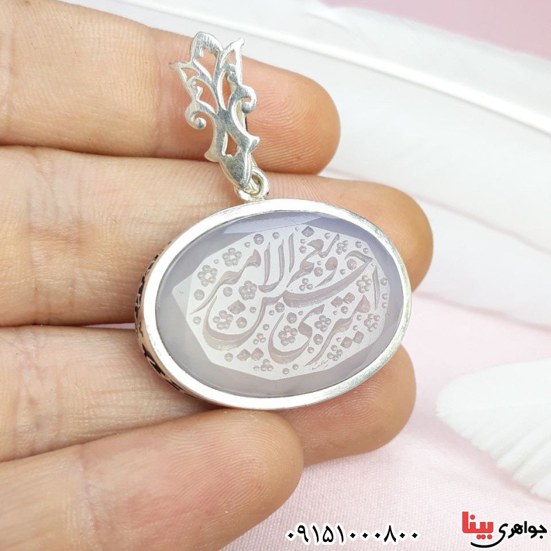 گردنبند عقیق یمنی سوسنی دست ساز فاخر پشت بسته با حکاکی _کد:32401