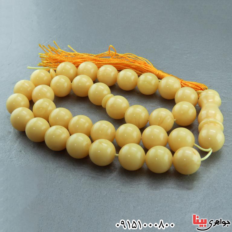 تسبیح کهربا 33 دانه ای درشت بسیار زیبا _کد:32492