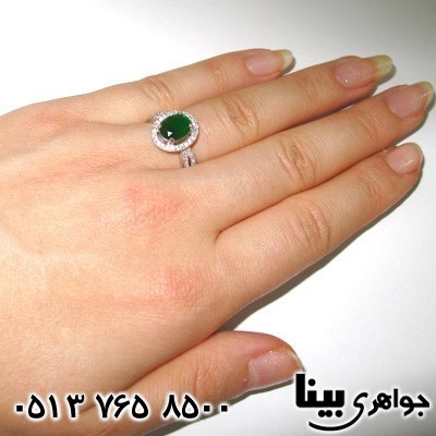 انگشتر ابسیدین زنانه نگین چهارچنگ نگین سبز