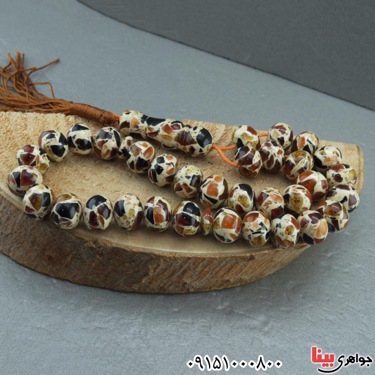تسبیح کهربا 33 دانه ای درشت بسیار خوشرنگ _کد:32550