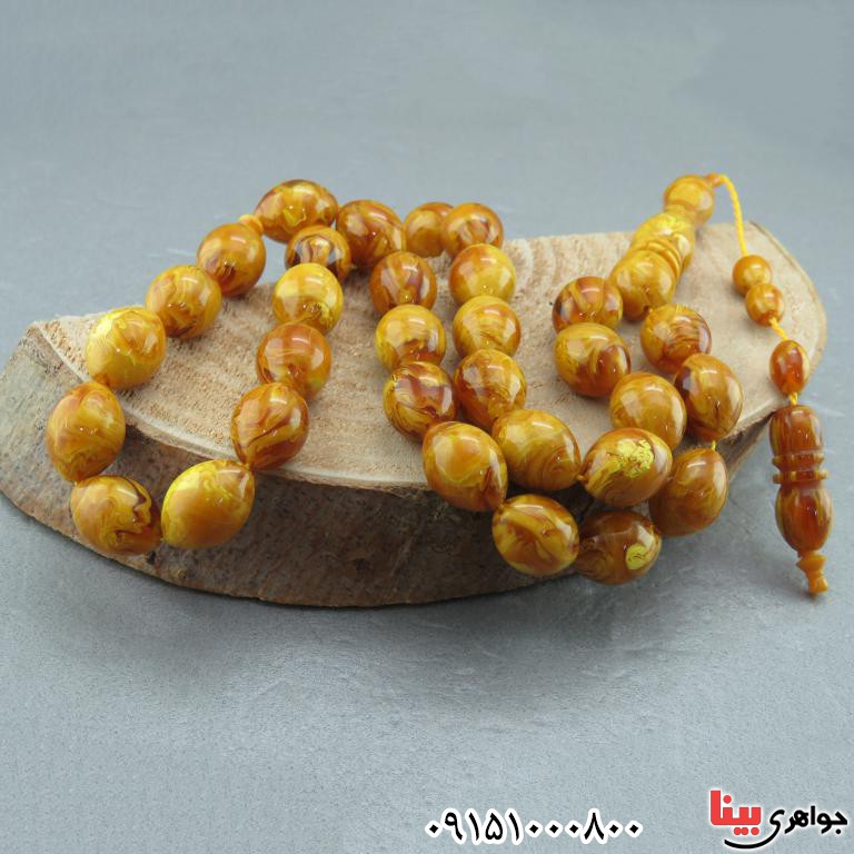 تسبیح کهربا 33 دانه ای درشت بسیار خاص _کد:32552
