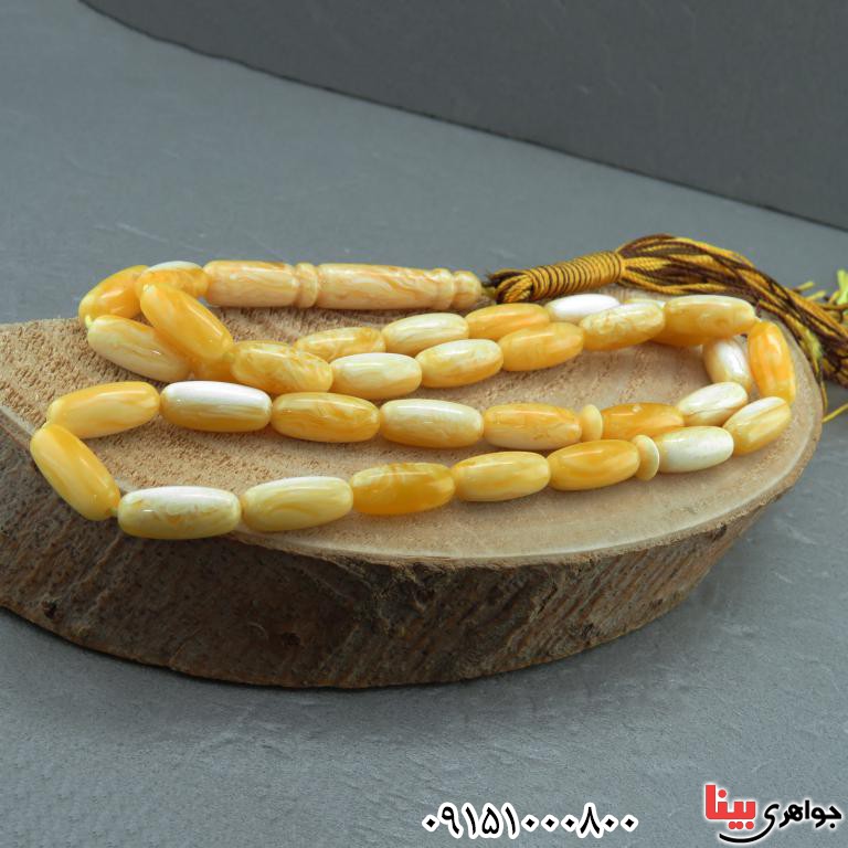 تسبیح کهربا 33 دانه ای درشت بسیار خاص _کد:32577