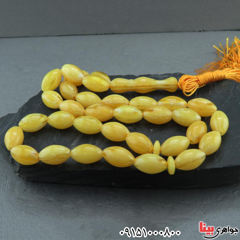 تسبیح کهربا 33 دانه ای درشت بسیار خاص _کد:32589