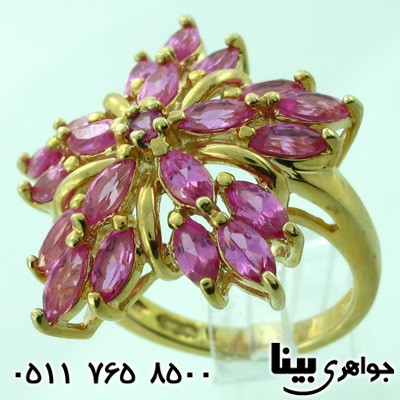 انگشتر توپاز صورتی ستاره درجه یک