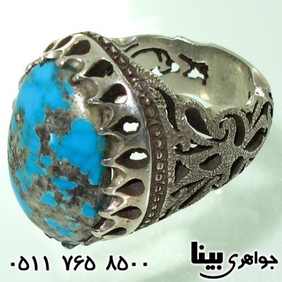 انگشتر فیروزه نیشابوری شجری مردانه فاخر