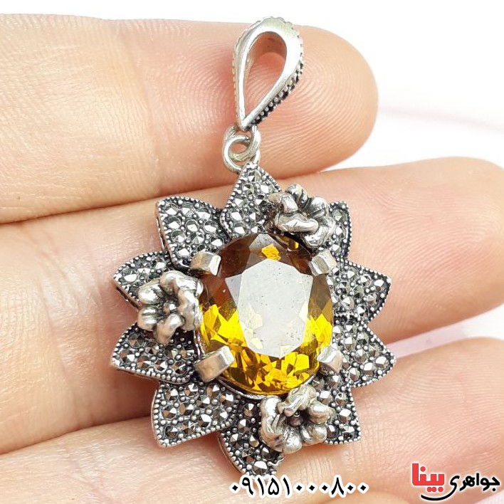 گردنبند الکساندریت مارکازیتی بسیار خوشرنگ و زیبا زنانه _کد:32843