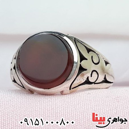 انگشتر عقیق یمنی سرخ دست ساز پشت بسته خوشرنگ _کد:32845