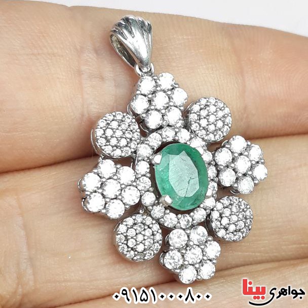 گردنبند زمرد رودیوم بسیار زیبا و شیک زنانه _کد:32859