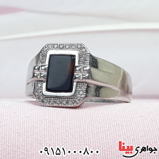 انگشتر عقیق سیاه (اونیکس) بسیار زیبا و خاص مردانه