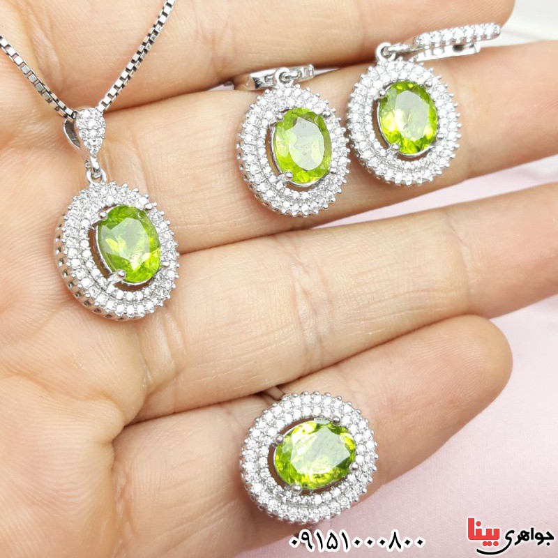 سرویس زبرجد رودیوم بسیار زیبا و فاخر زنانه _کد:32959