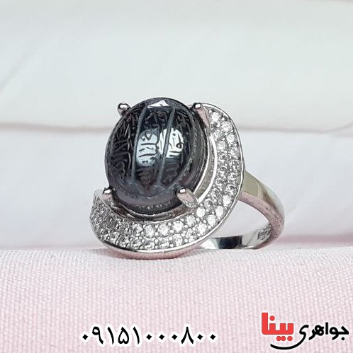 انگشتر حدید رودیوم خطی با حکاکی هفت جلاله انگشتر حدید رودیوم خطی با حکاکی هفت جلاله