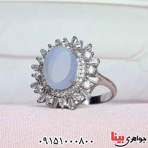 انگشتر عقیق یمنی کبود رودیوم زنانه بسیار خاص انگشتر عقیق یمنی کبود رودیوم زنانه بسیار خاص