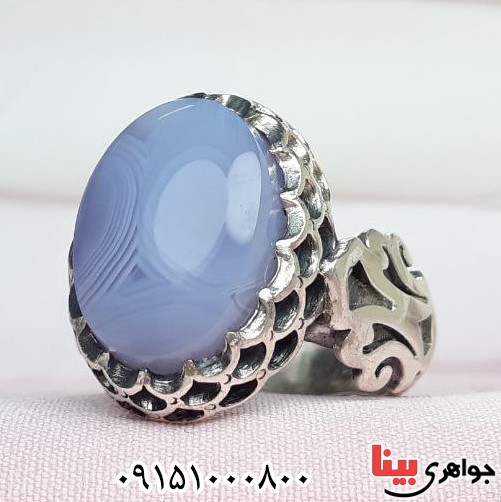 انگشتر عقیق یمنی کبود خوشرنگ و خاص زیبا _کد:32962