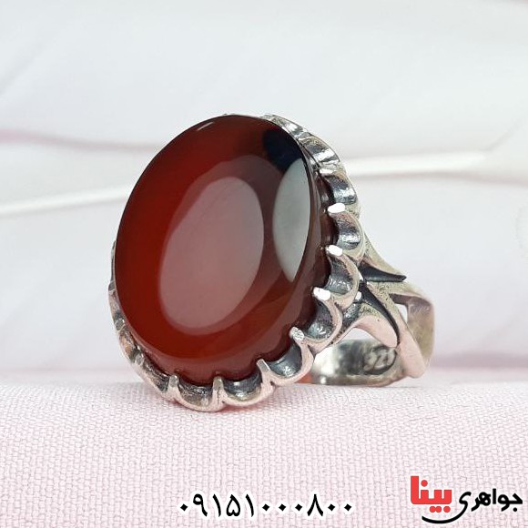 انگشتر عقیق یمنی کبدی بسیار خاص و زیبا _کد:33014