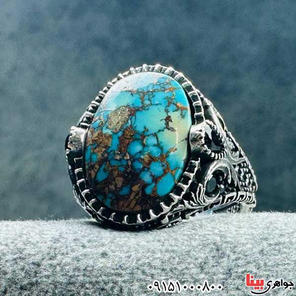 انگشتر فیروزه نیشابوری بسیار خاص و زیبا مردانه _کد:33034
