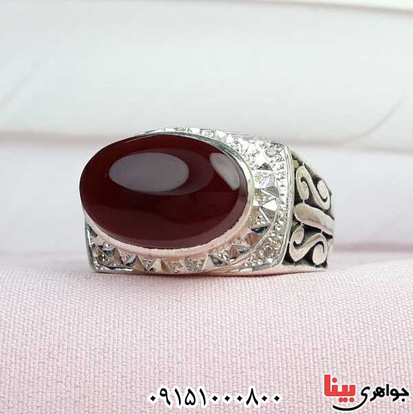انگشتر عقیق یمنی کبدی دست ساز درشت و فاخر _کد:33043
