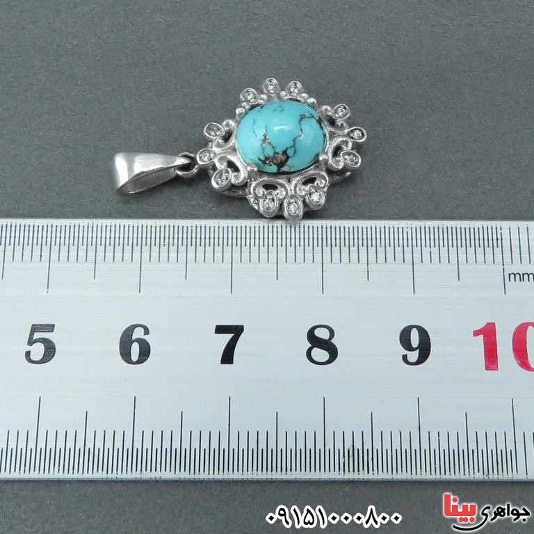 گردنبند فیروزه نیشابوری رودیوم بسیار خاص و زیبا _کد:33045
