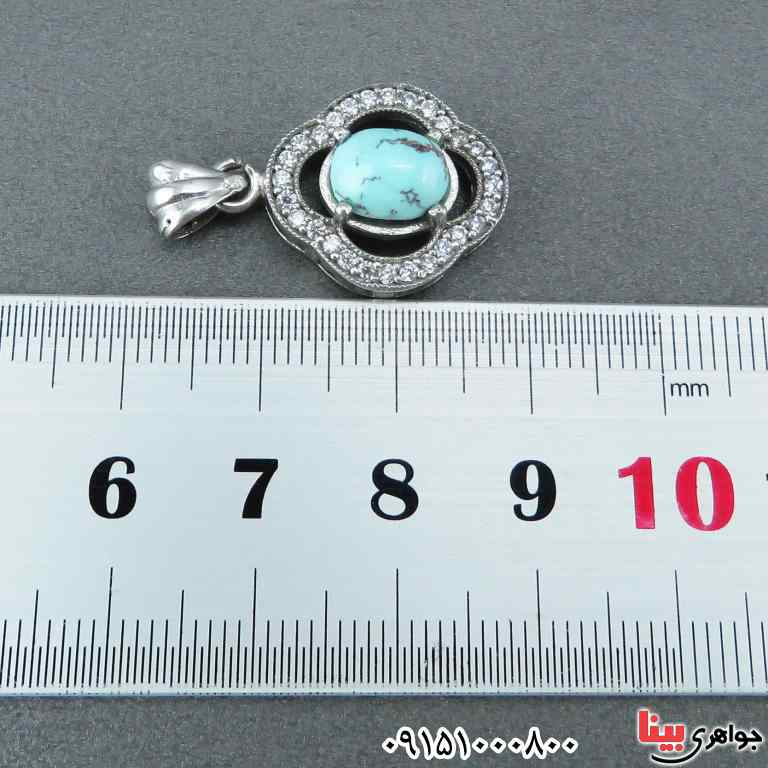 گردنبند فیروزه نیشابوری رودیوم بسیار خاص و زیبا _کد:33048