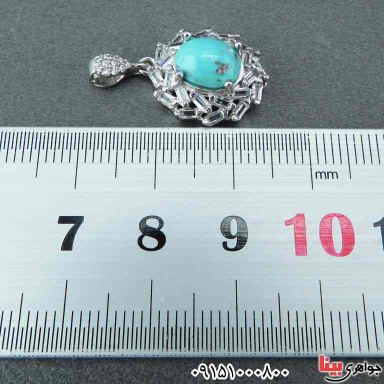 گردنبند فیروزه نیشابوری رودیوم خاص و خوشرنگ _کد:33049