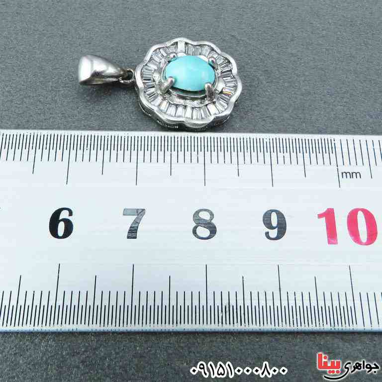 گردنبند فیروزه نیشابوری رودیوم خاص و بسیار زیبا _کد:33065