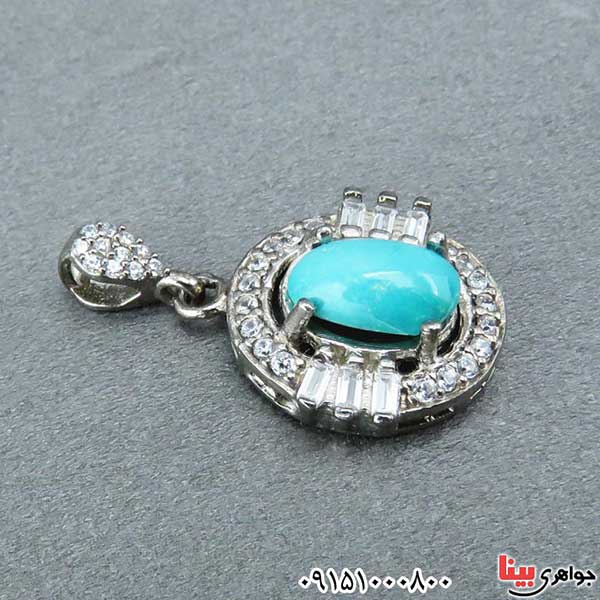 گردنبند فیروزه نیشابوری رودیوم خاص و زیبا زنانه _کد:33066