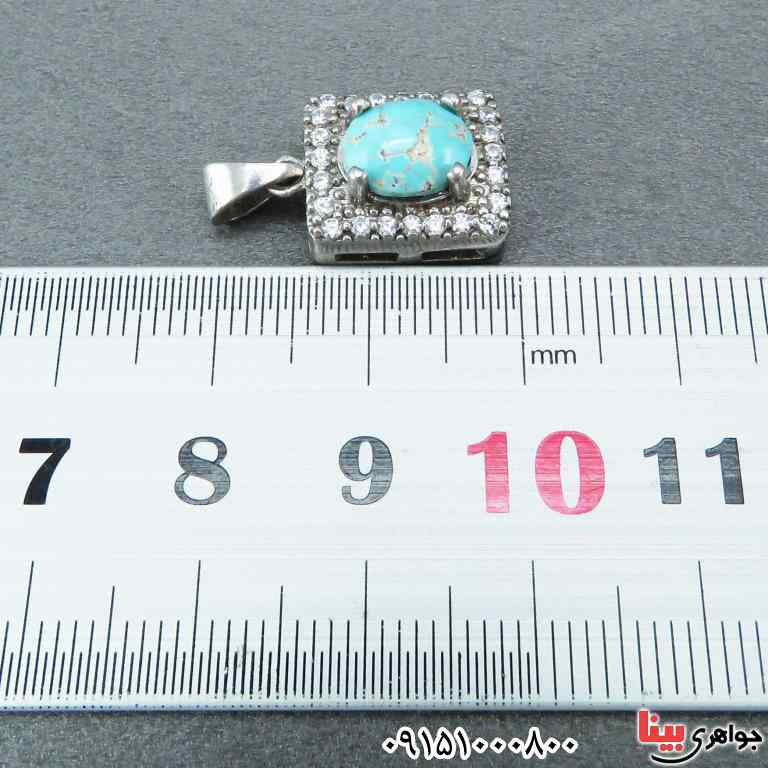 گردنبند فیروزه نیشابوری رودیوم زیبا و خوشرنگ _کد:33067