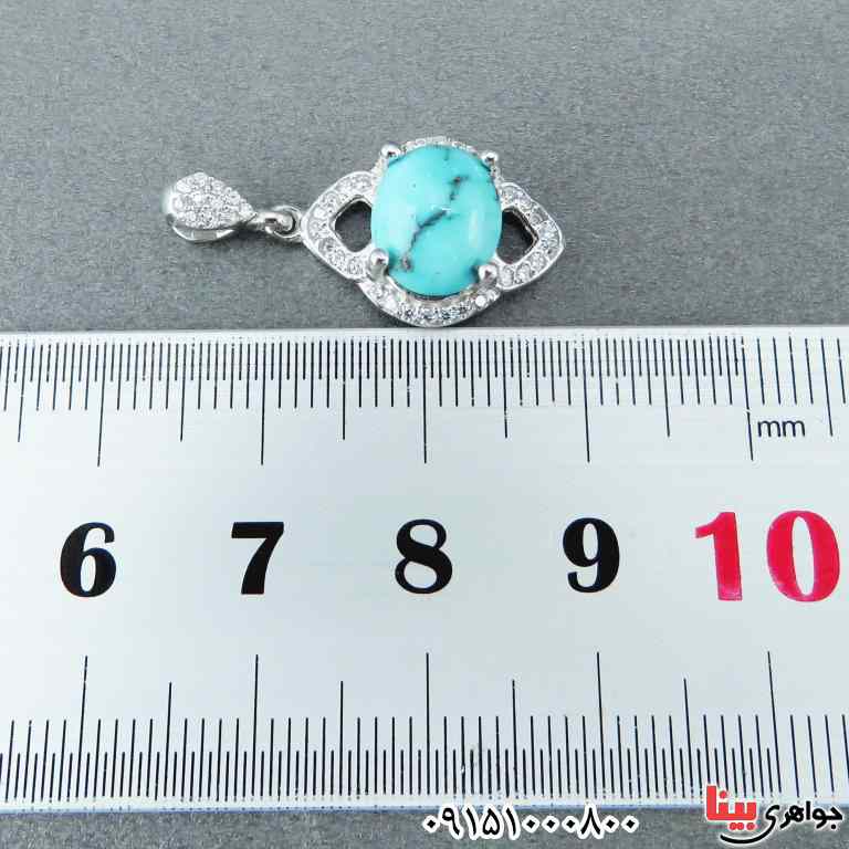 گردنبند فیروزه نیشابوری رودیوم بسیار خاص و زیبا _کد:33068