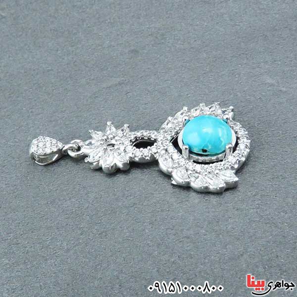 گردنبند فیروزه نیشابوری رودیوم خاص و بسیار زیبا _کد:33076