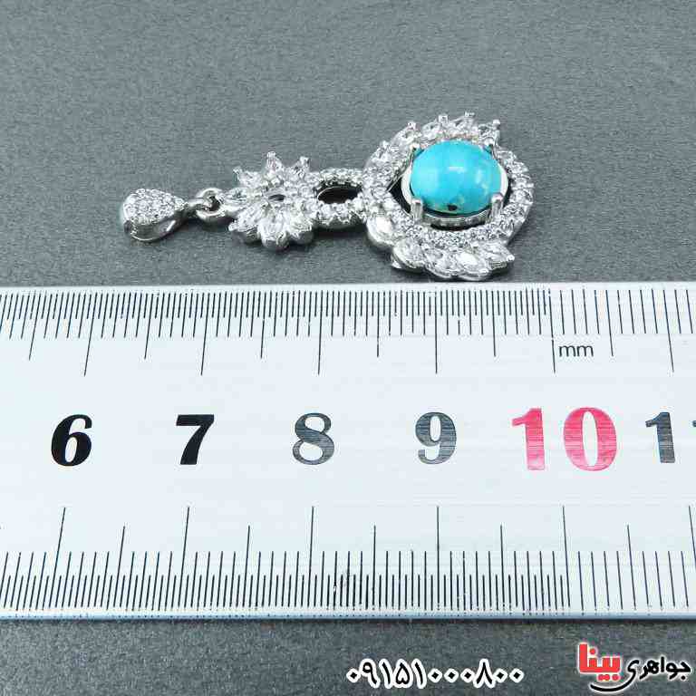 گردنبند فیروزه نیشابوری رودیوم خاص و بسیار زیبا _کد:33076