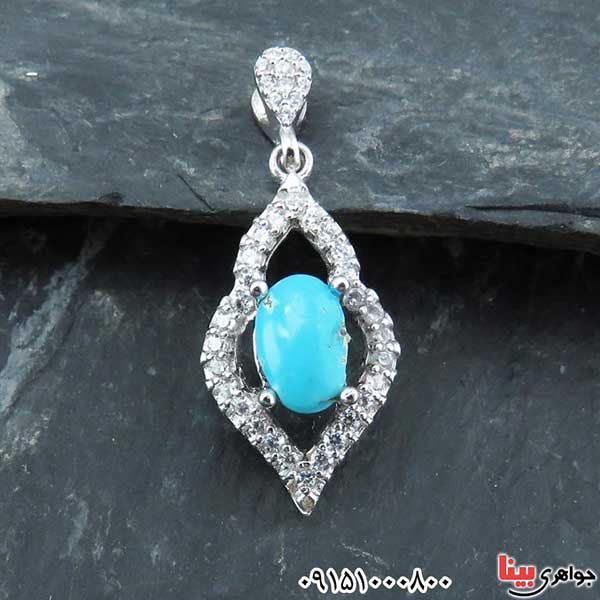 گردنبند فیروزه نیشابوری رودیوم خاص و زیبا زنانه _کد:33077