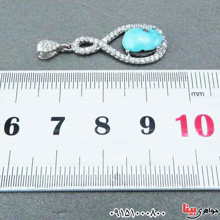 گردنبند فیروزه نیشابوری رودیوم بسیار زیبا و شیک _کد:33088