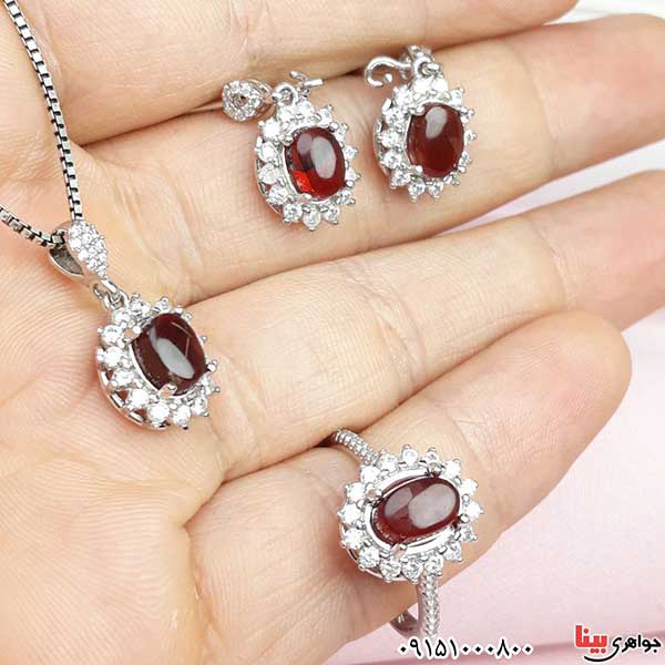 سرویس عقیق یمنی سرخ رودیوم بسیار خوشرنگ و خاص _کد:33089