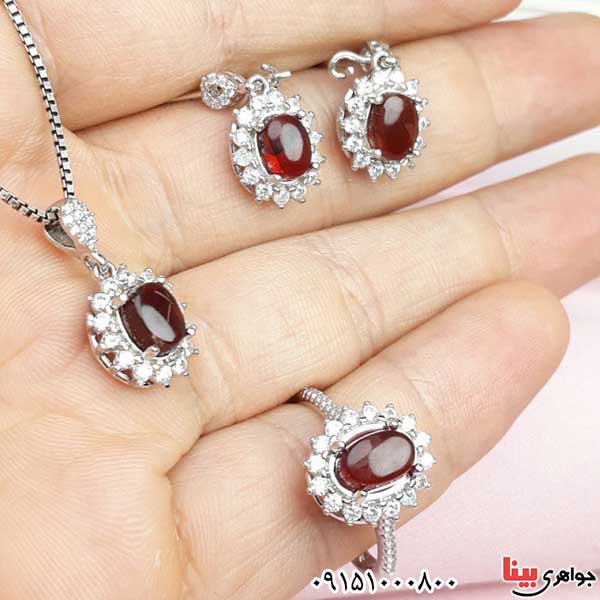 سرویس عقیق یمنی سرخ رودیوم بسیار خوشرنگ و خاص _کد:33089