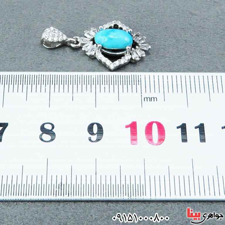 گردنبند فیروزه نیشابوری رودیوم خاص و بسیار زیبا _کد:33107
