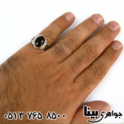 انگشتر عقیق سیاه (اونیکس) مردانه یا علی بیضی