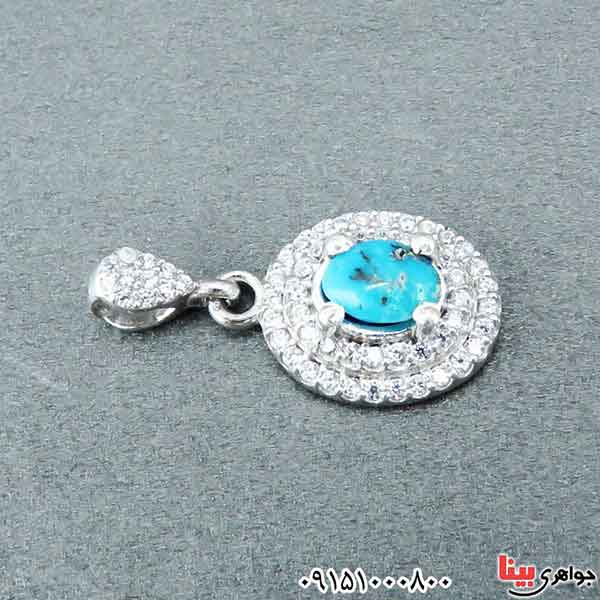 گردنبند فیروزه نیشابوری رودیوم بسیار زیبا و شیک _کد:33140
