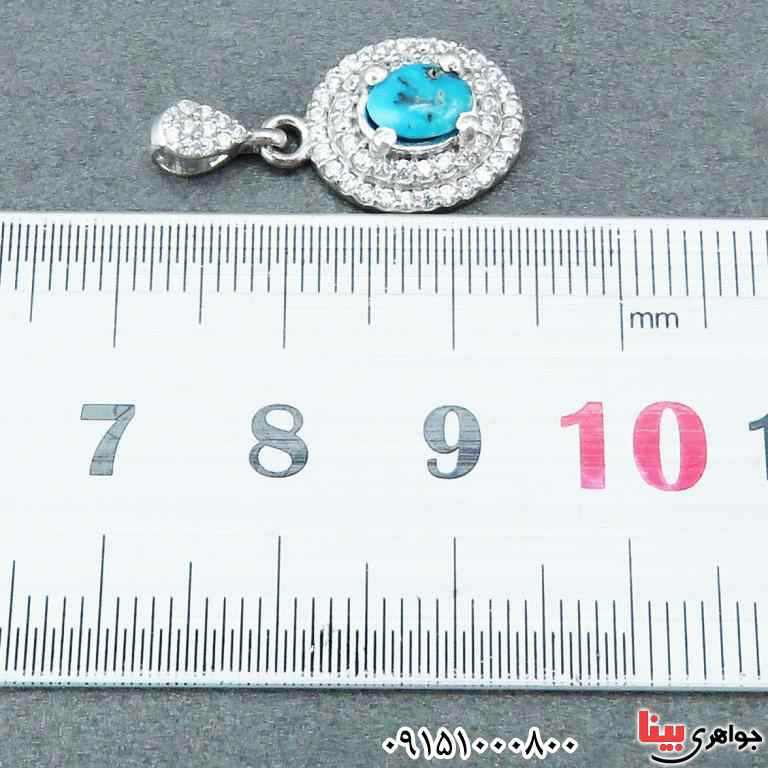 گردنبند فیروزه نیشابوری رودیوم بسیار زیبا و شیک _کد:33140
